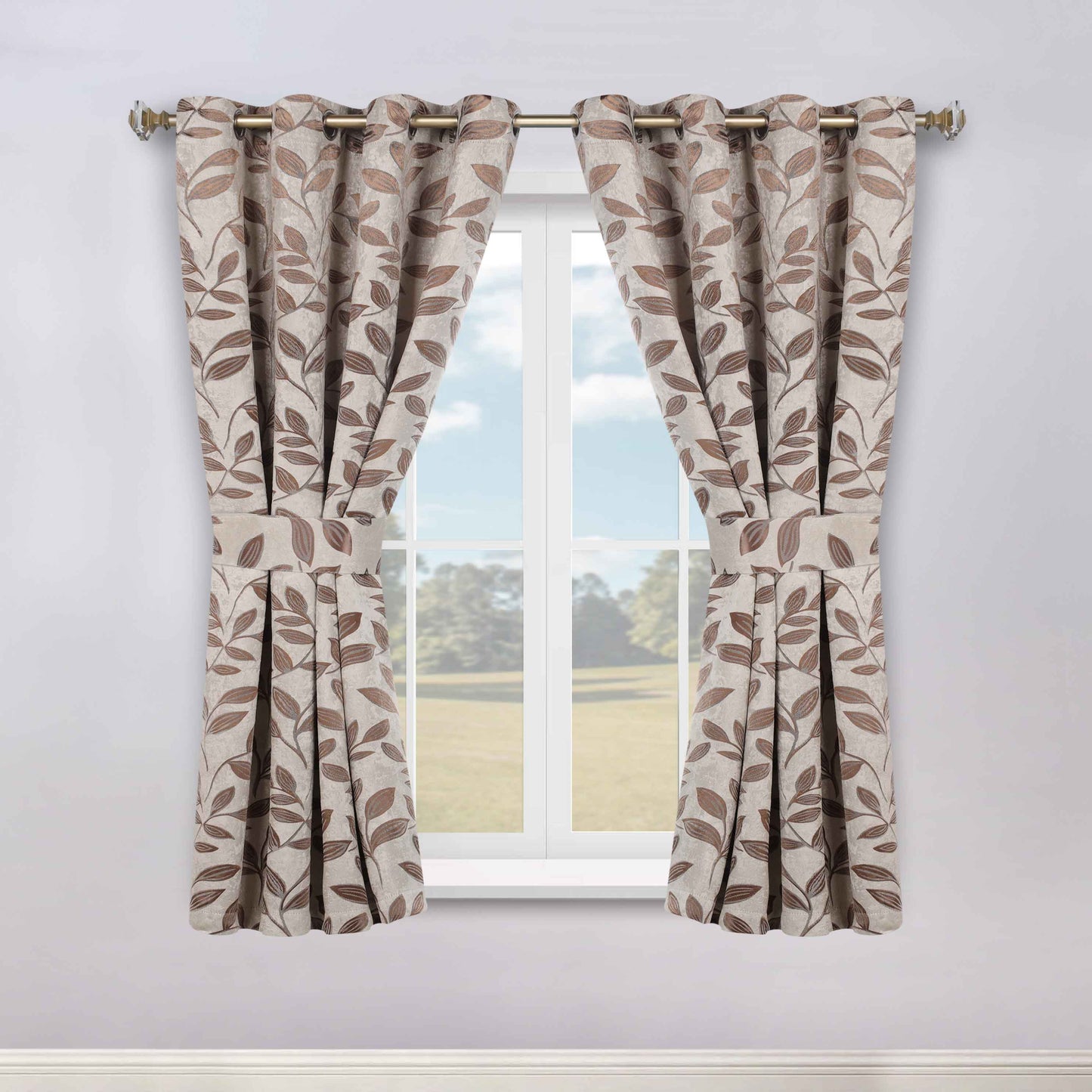 Leaves Room Darkening Washable Blackout Curtain Panels. Set of 2