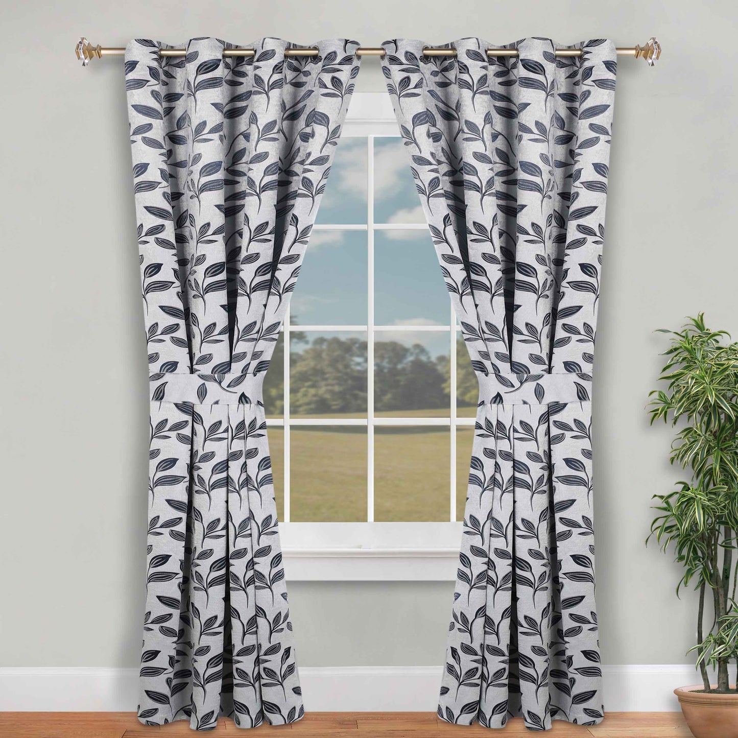 Leaves Room Darkening Washable Blackout Curtain Panels. Set of 2