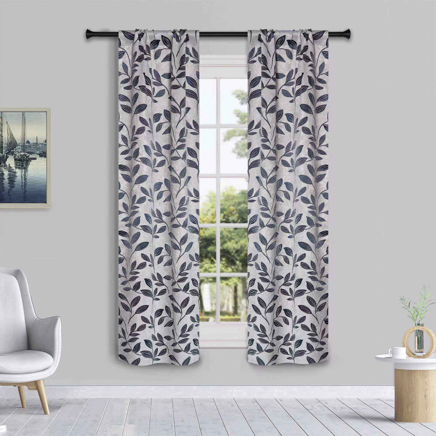 Leaves Room Darkening Washable Blackout Curtain Panels. Set of 2