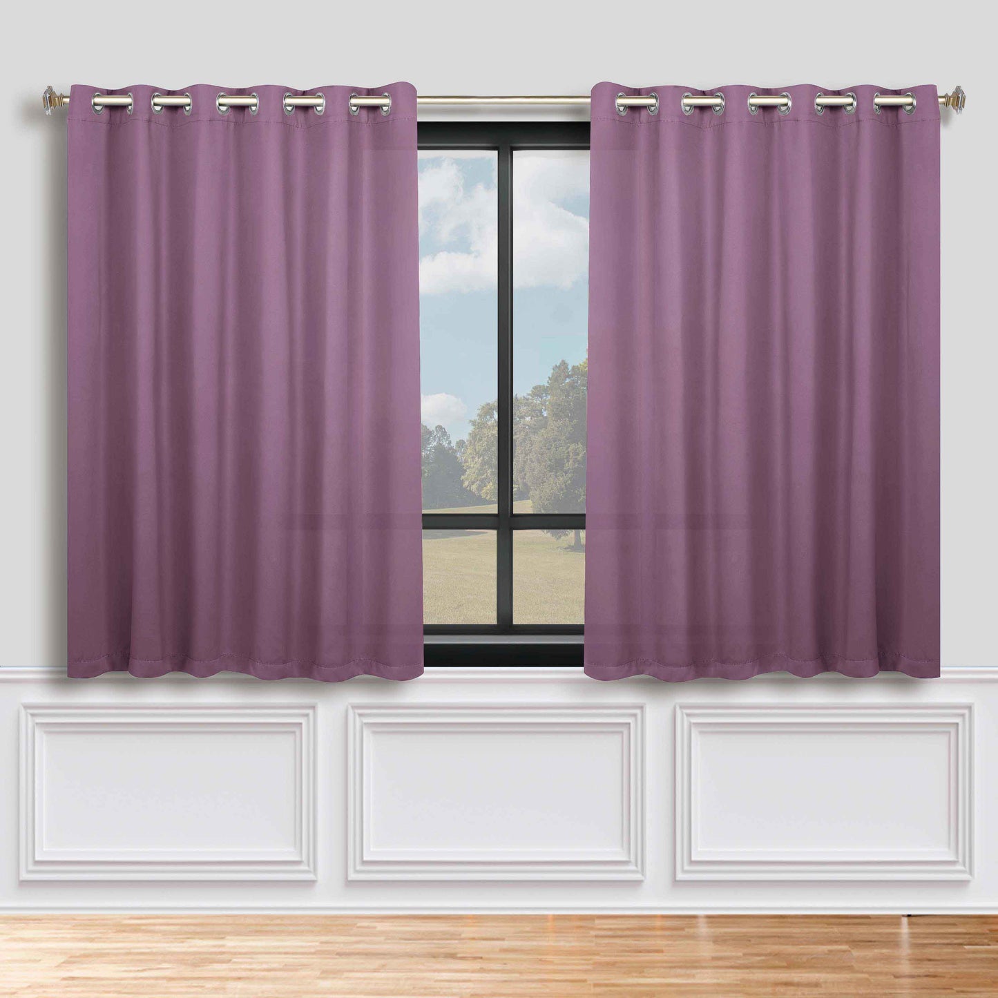 Classic Modern Solid Room Darkening Blackout Curtain Panels. Set of 2