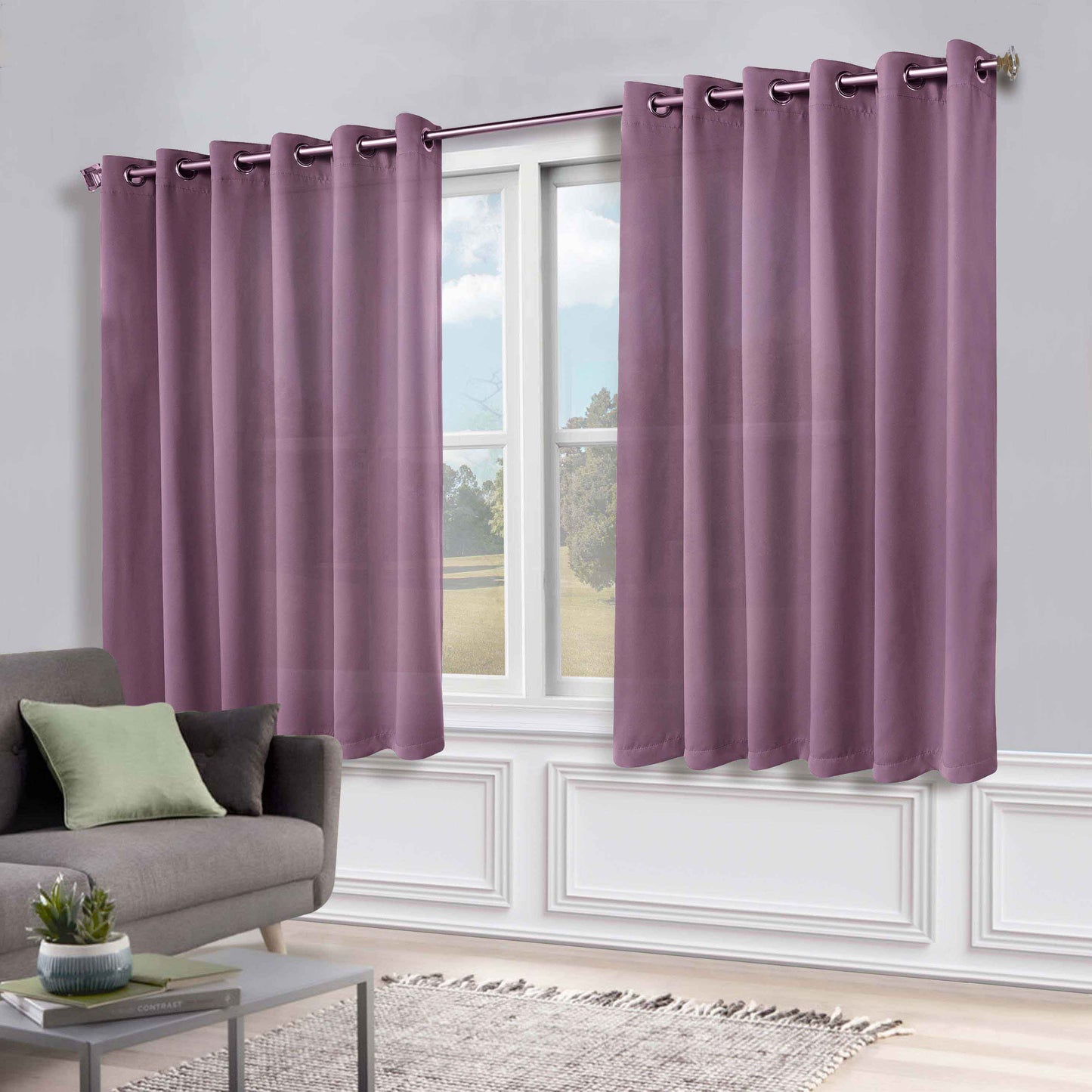 Classic Modern Solid Room Darkening Blackout Curtain Panels. Set of 2