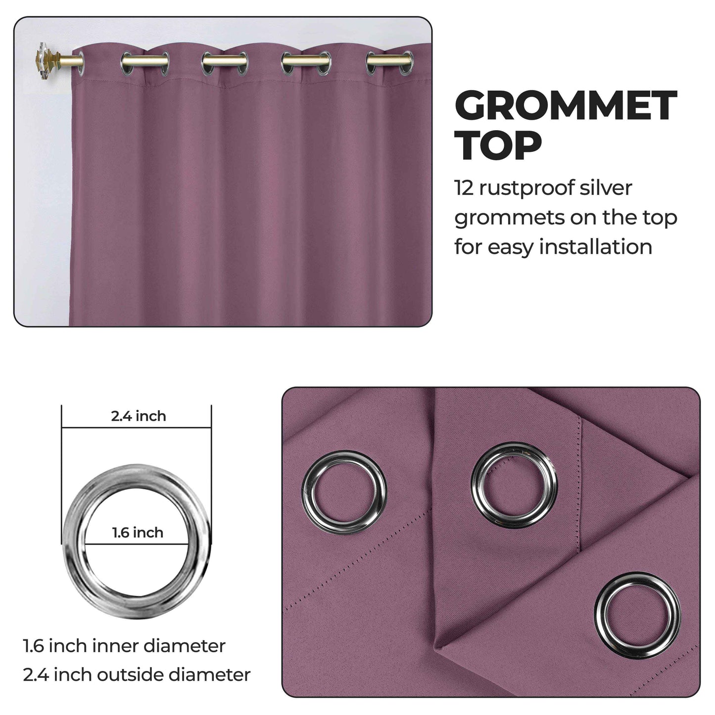 Classic Modern Solid Room Darkening Blackout Curtain Panels. Set of 2