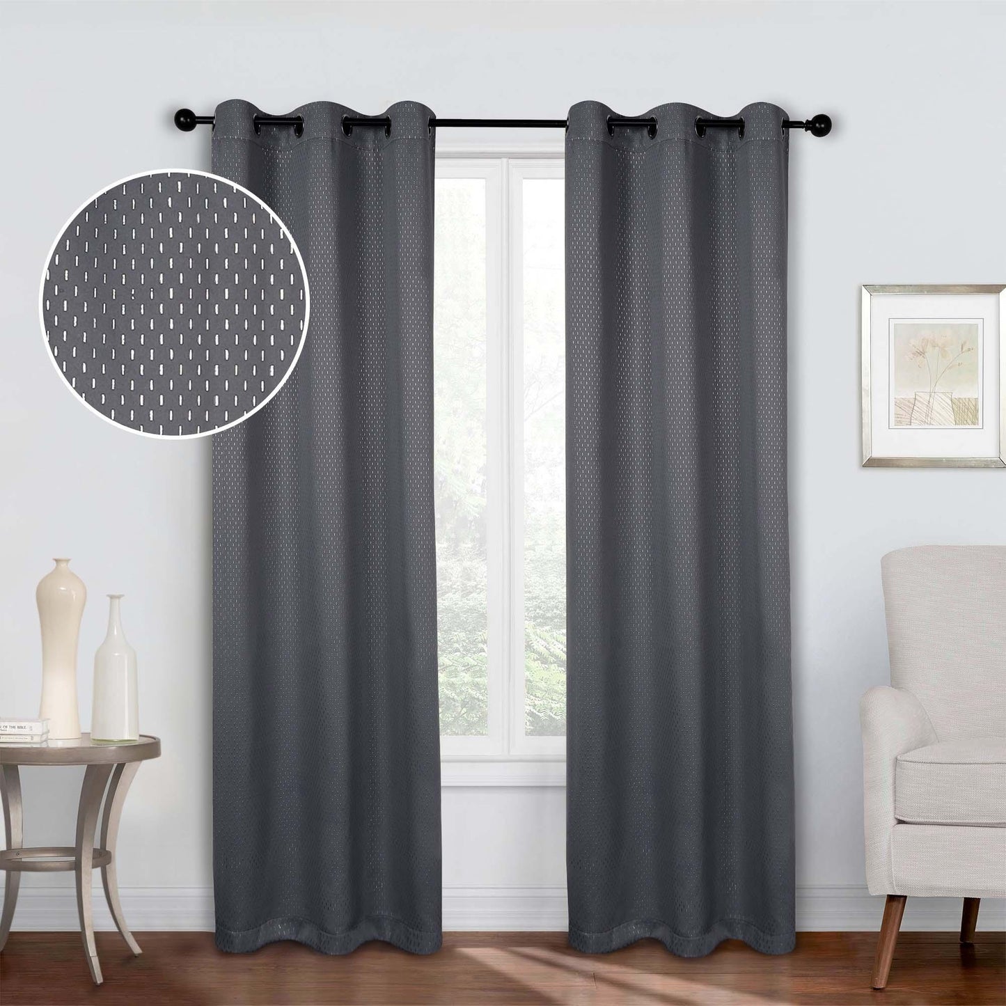 Modern Shimmer Washable Room Darkening Blackout Curtains. Set of 2