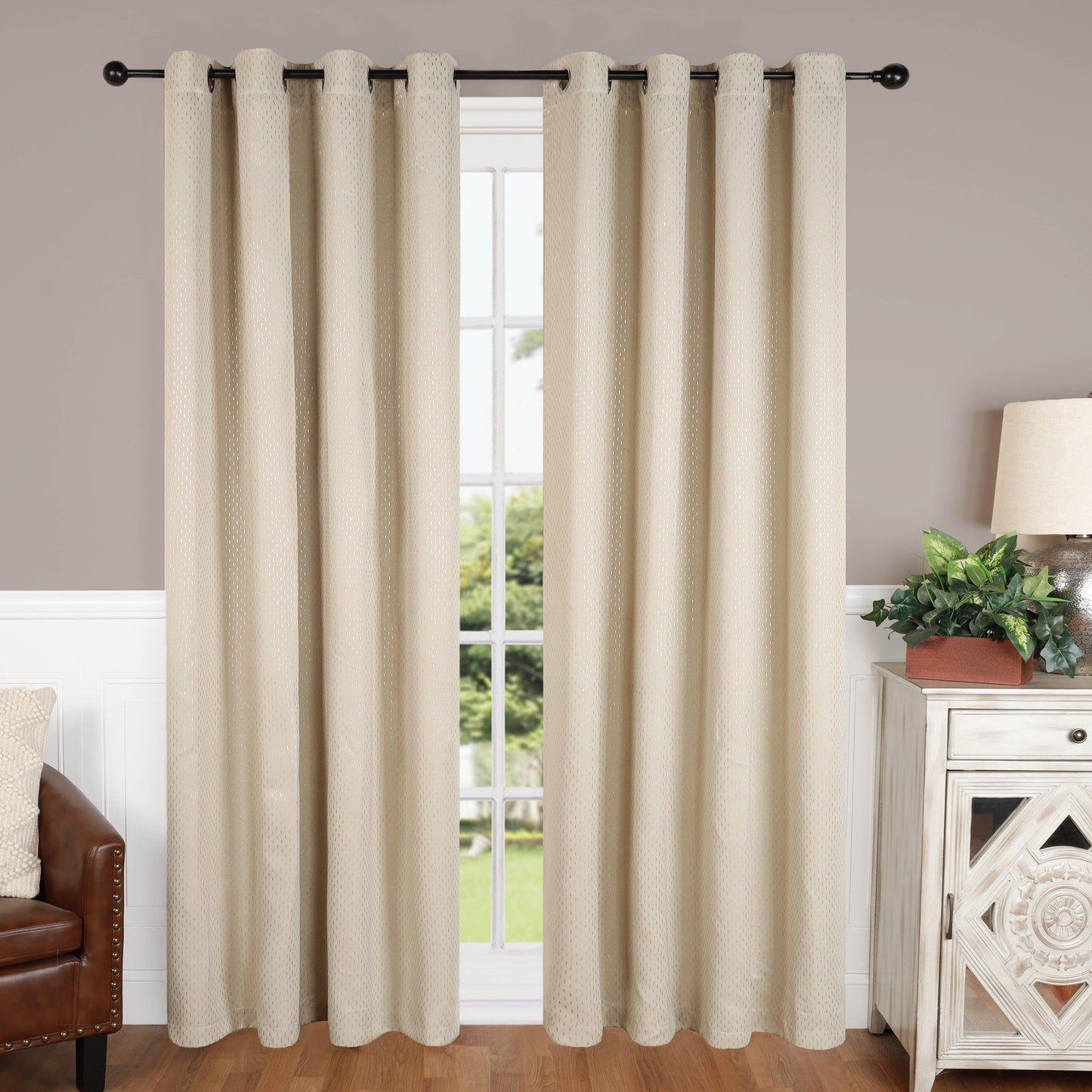 Modern Shimmer Washable Room Darkening Blackout Curtains. Set of 2
