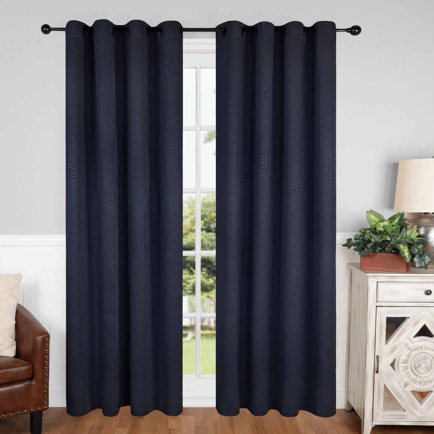Modern Shimmer Washable Room Darkening Blackout Curtains. Set of 2