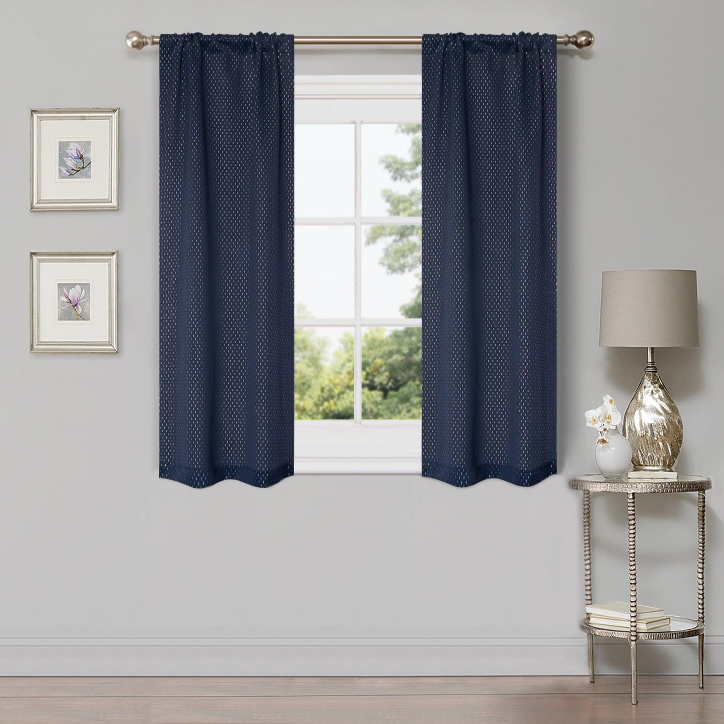 Modern Shimmer Washable Room Darkening Blackout Curtains. Set of 2