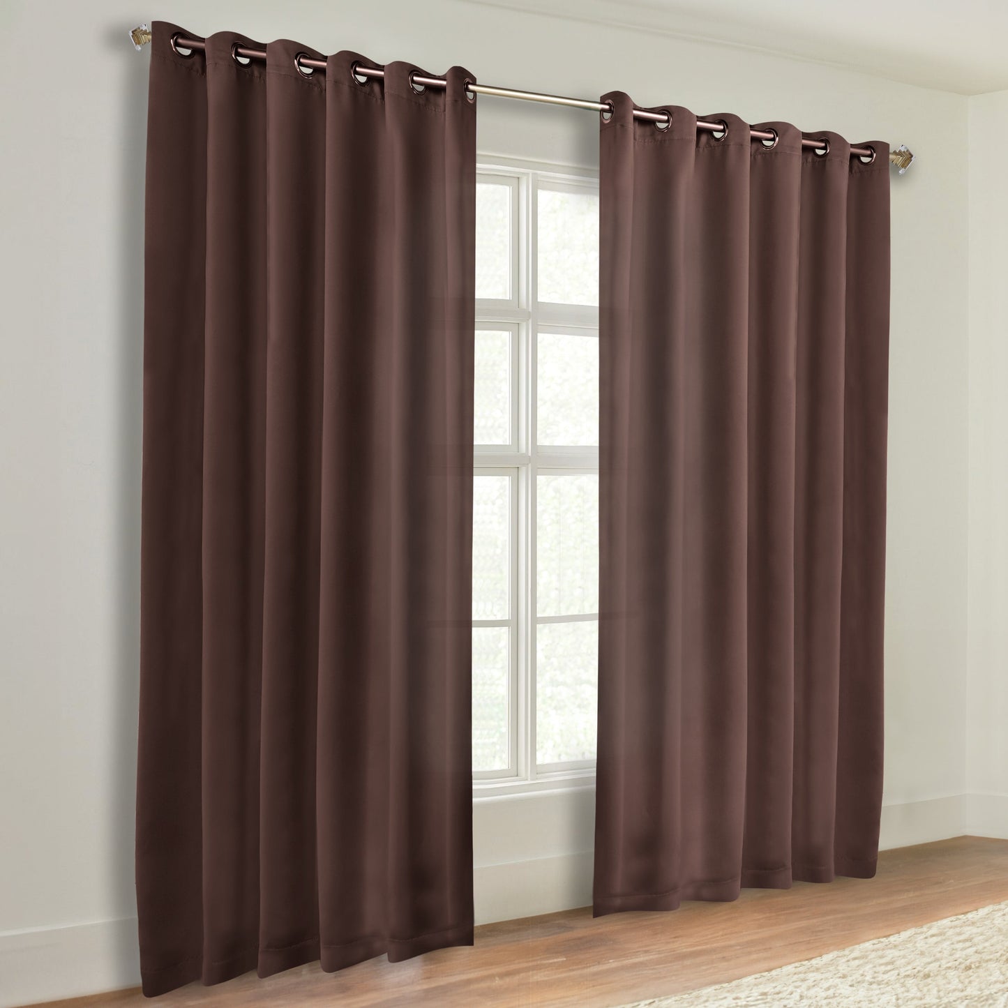 Classic Modern Solid Room Darkening Blackout Curtain Panels. Set of 2