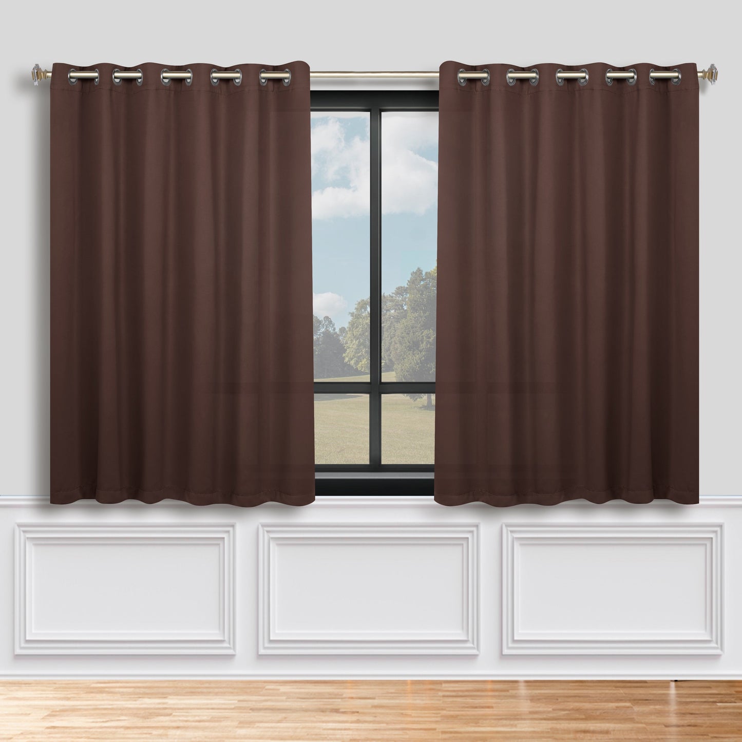 Classic Modern Solid Room Darkening Blackout Curtain Panels. Set of 2