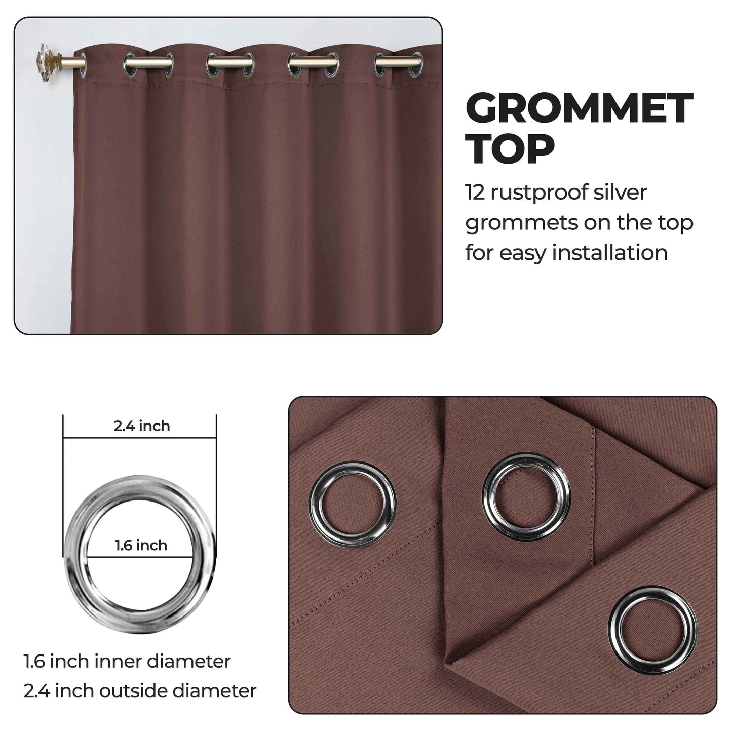 Classic Modern Solid Room Darkening Blackout Curtain Panels. Set of 2