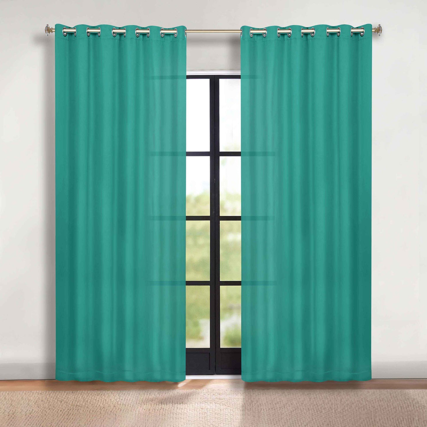 Classic Modern Solid Room Darkening Blackout Curtain Panels. Set of 2