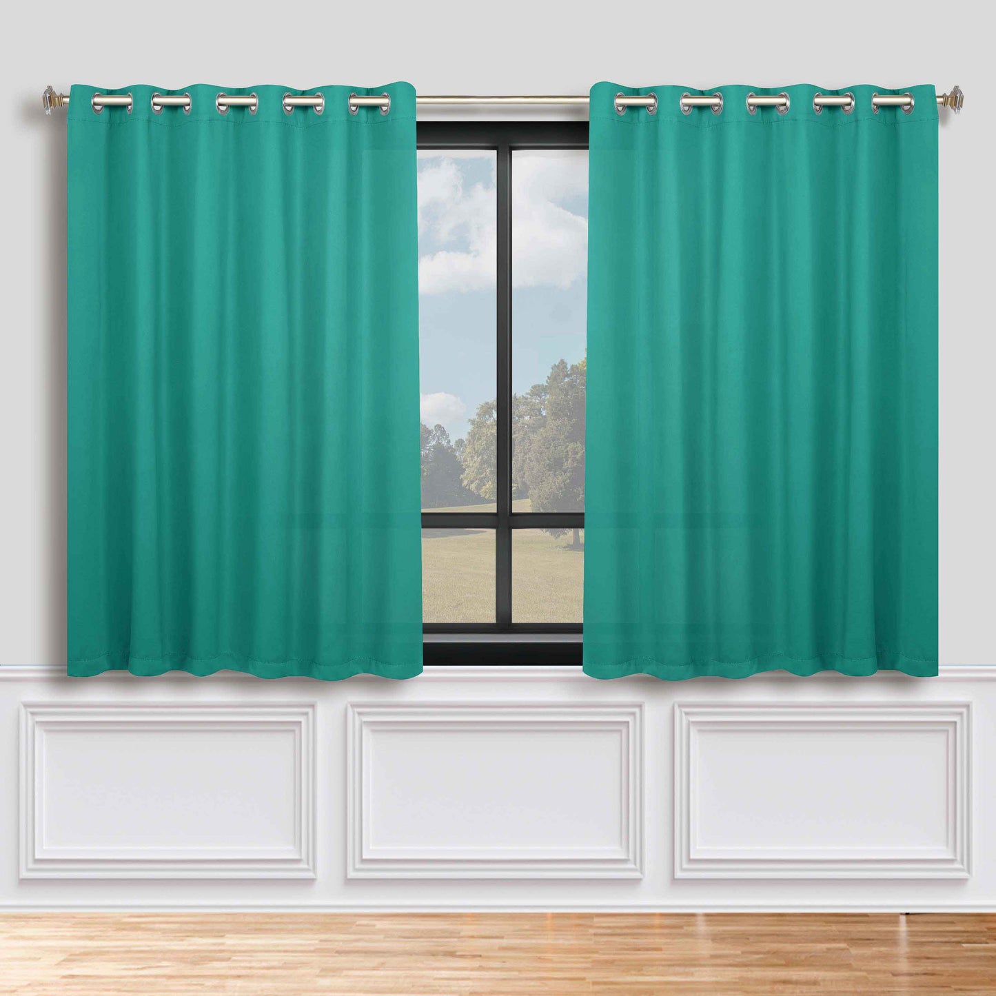 Classic Modern Solid Room Darkening Blackout Curtain Panels. Set of 2
