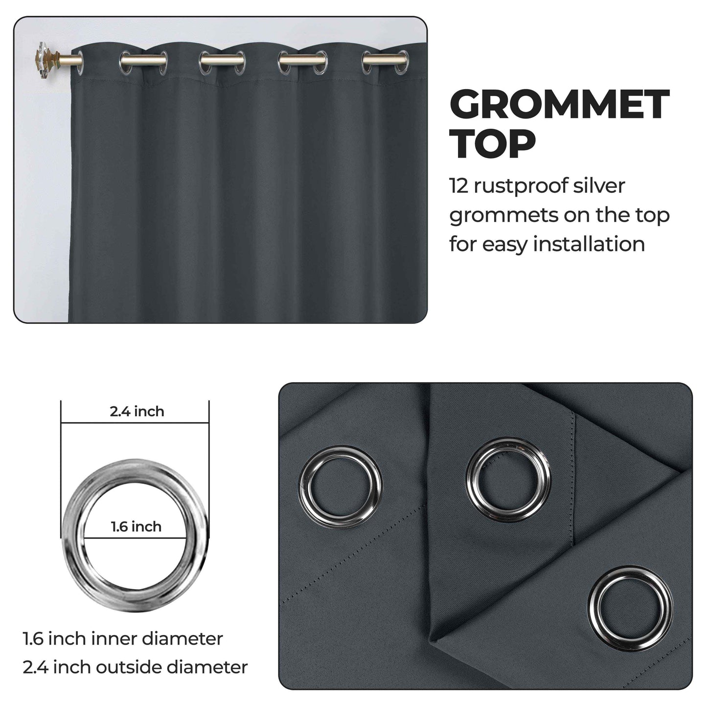 Classic Modern Solid Room Darkening Blackout Curtain Panels. Set of 2