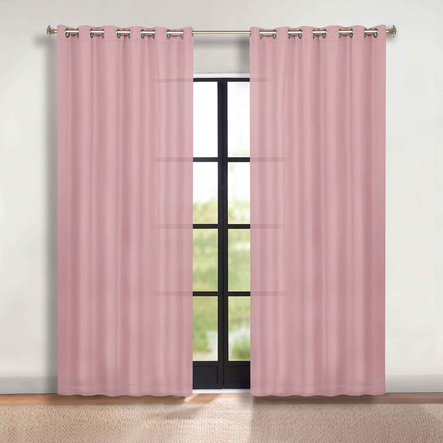 Classic Modern Solid Room Darkening Blackout Curtain Panels. Set of 2