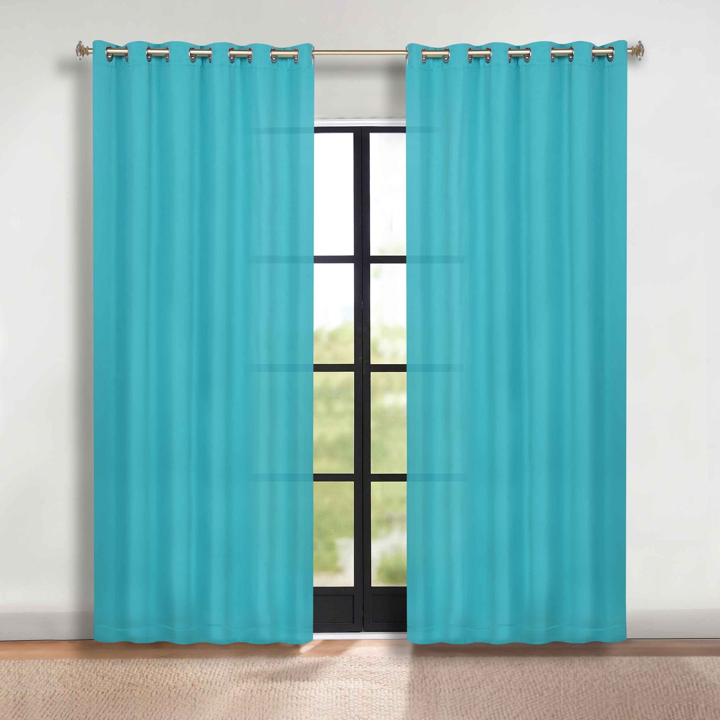 Classic Modern Solid Room Darkening Blackout Curtain Panels. Set of 2