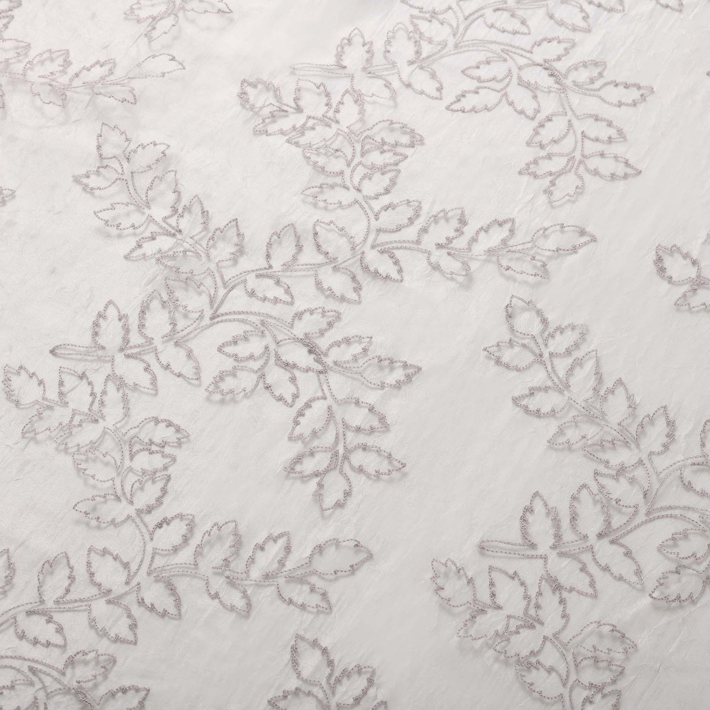Embroidered Foliage Grommet Sheer Curtain Panel Set