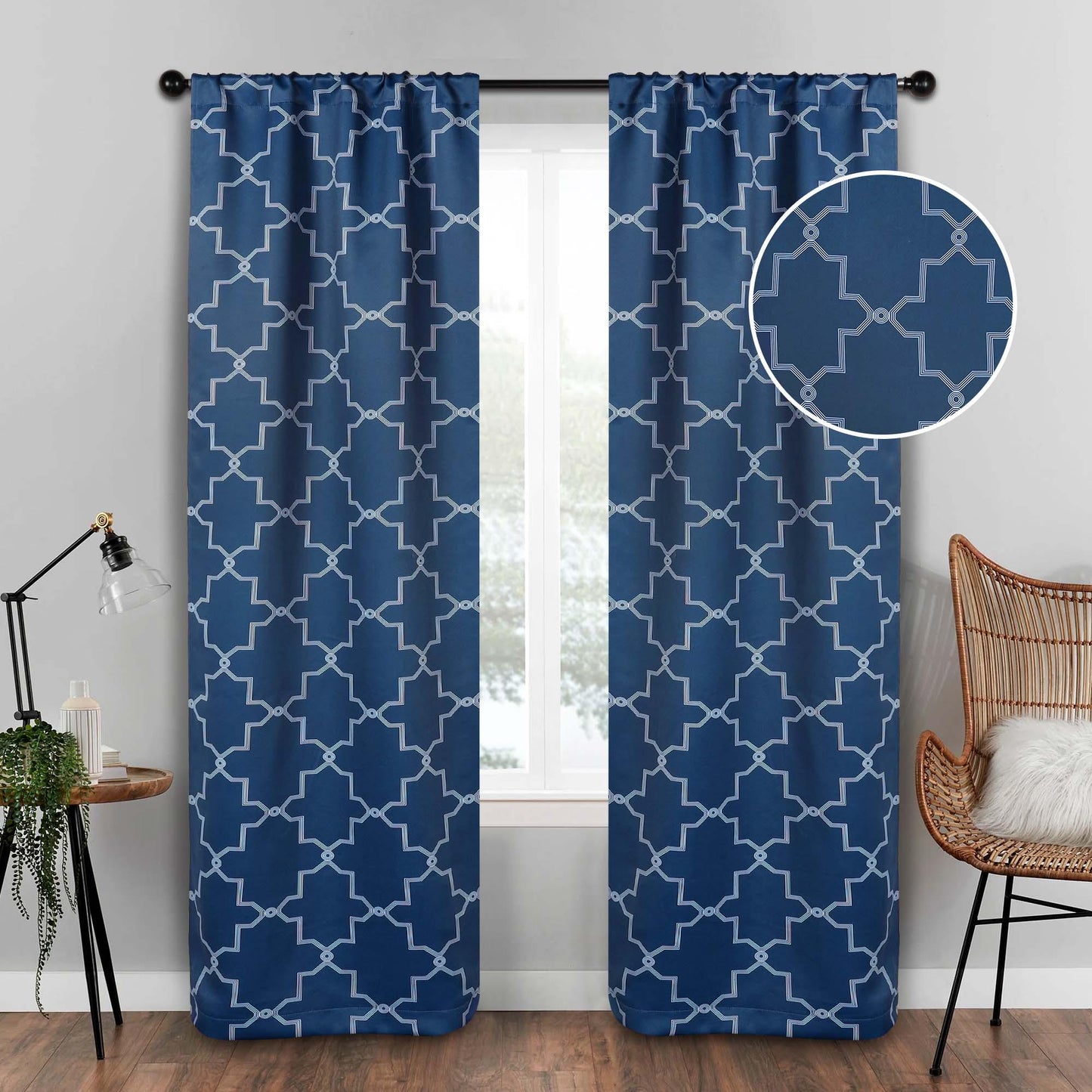 Imperial Trellis Washable Room Darkening Blackout Curtains. Set of 2