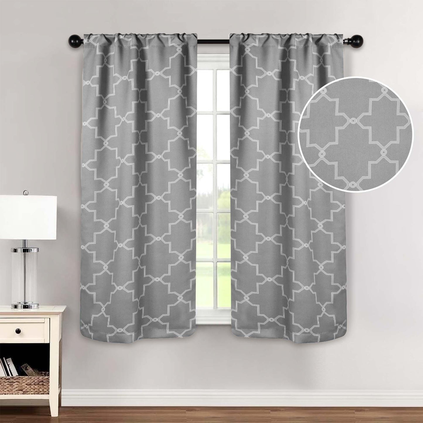 Imperial Trellis Washable Room Darkening Blackout Curtains. Set of 2