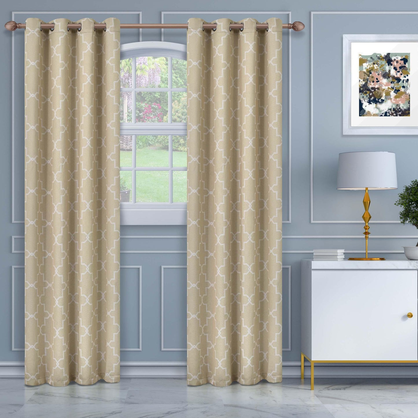 Imperial Trellis Washable Room Darkening Blackout Curtains. Set of 2