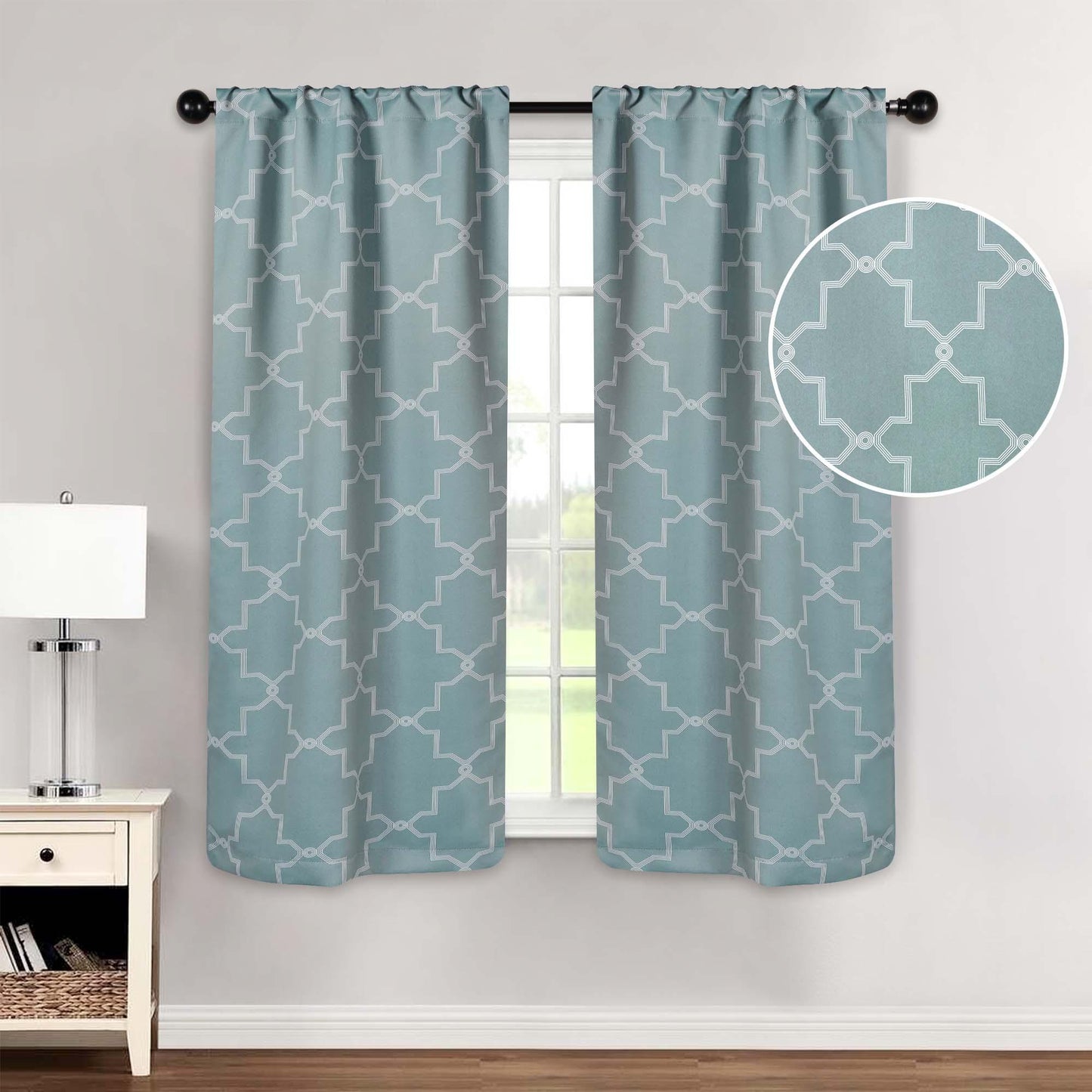 Imperial Trellis Washable Room Darkening Blackout Curtains. Set of 2