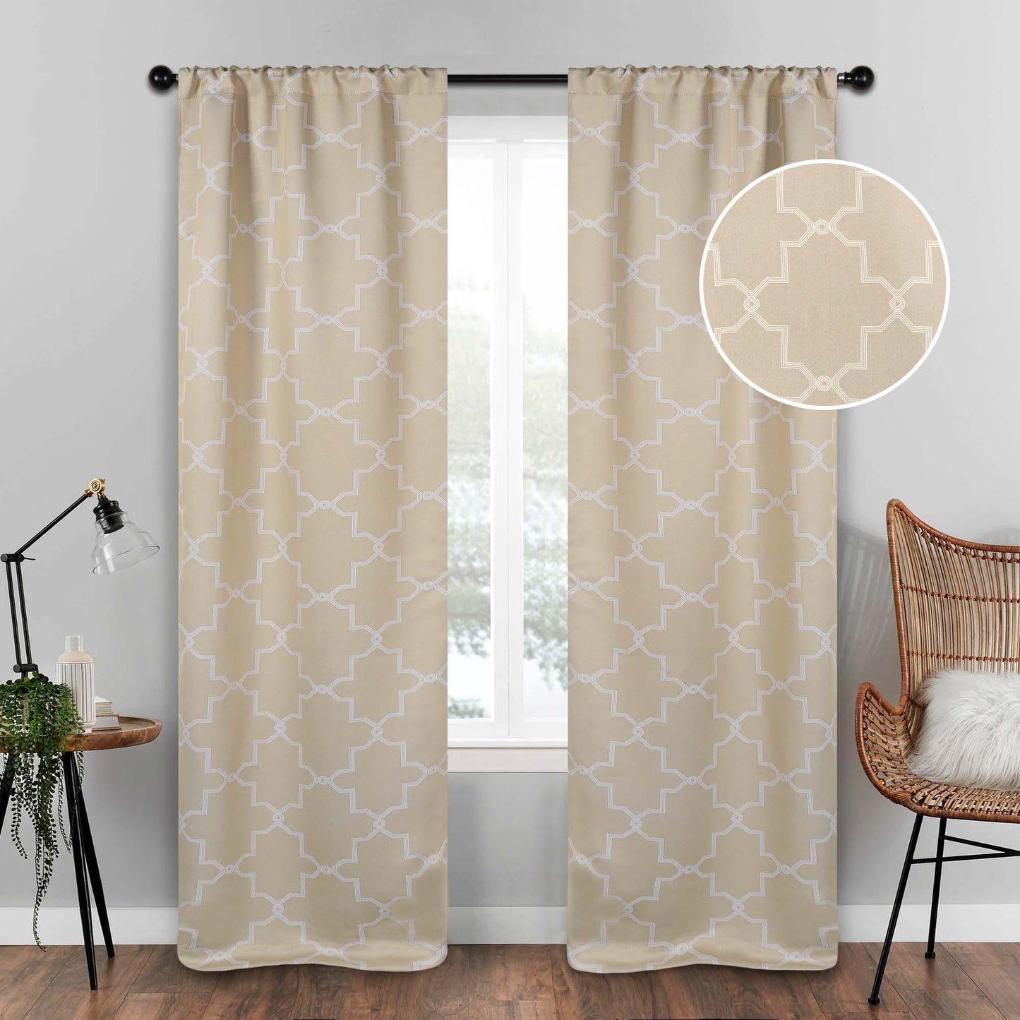 Imperial Trellis Washable Room Darkening Blackout Curtains. Set of 2