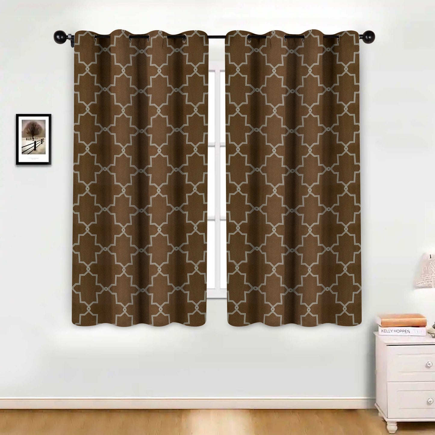 Imperial Trellis Washable Room Darkening Blackout Curtains. Set of 2