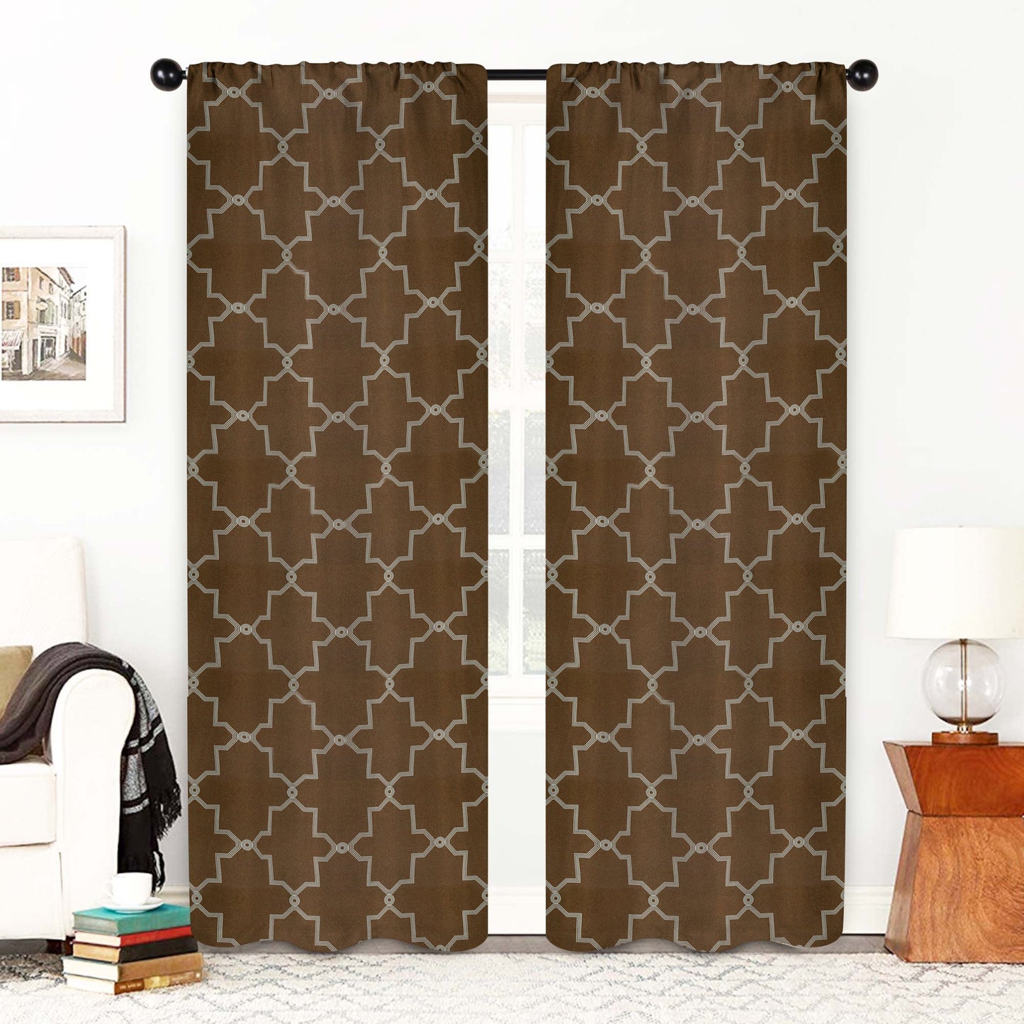 Imperial Trellis Washable Room Darkening Blackout Curtains. Set of 2