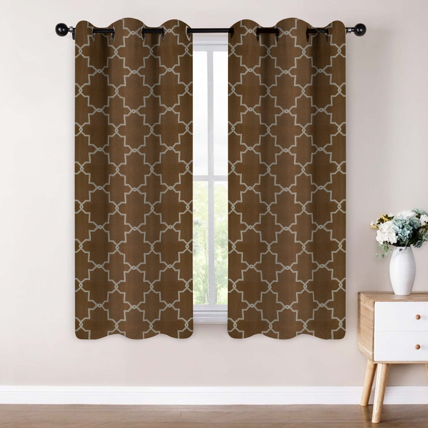 Imperial Trellis Washable Room Darkening Blackout Curtains. Set of 2