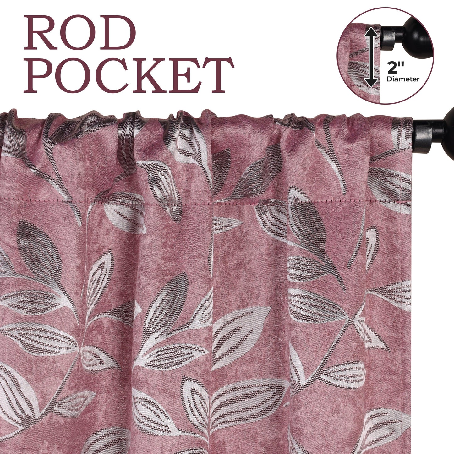 Leaves Machine Washable Room Darkening Blackout Curtains. Set of 2