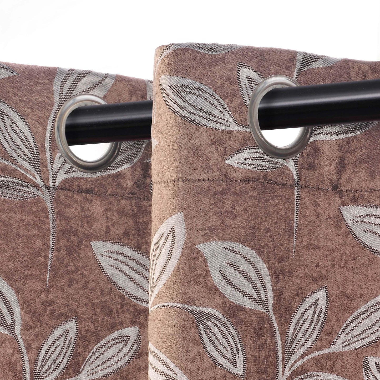 Leaves Machine Washable Room Darkening Blackout Curtains. Set of 2