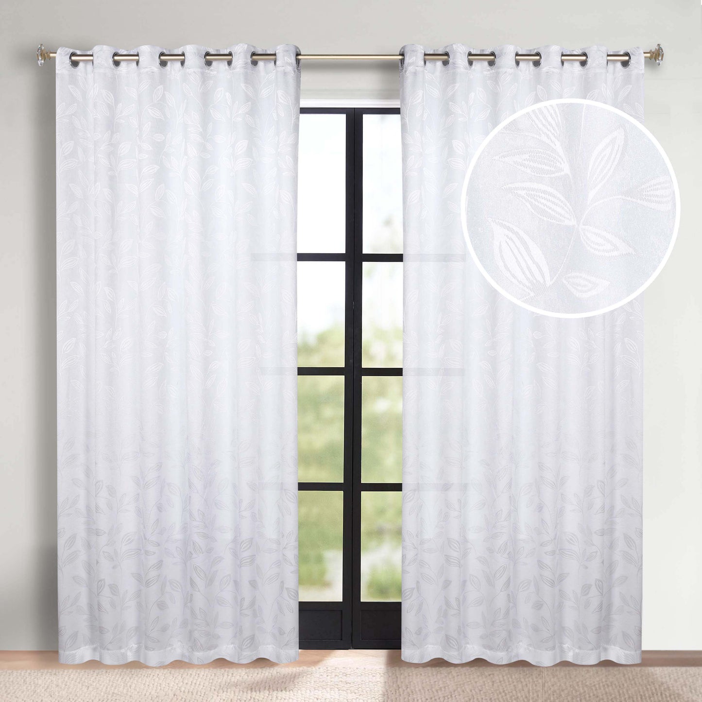 Leaves Room Darkening Grommet Blackout Curtain Panels. Set of 2