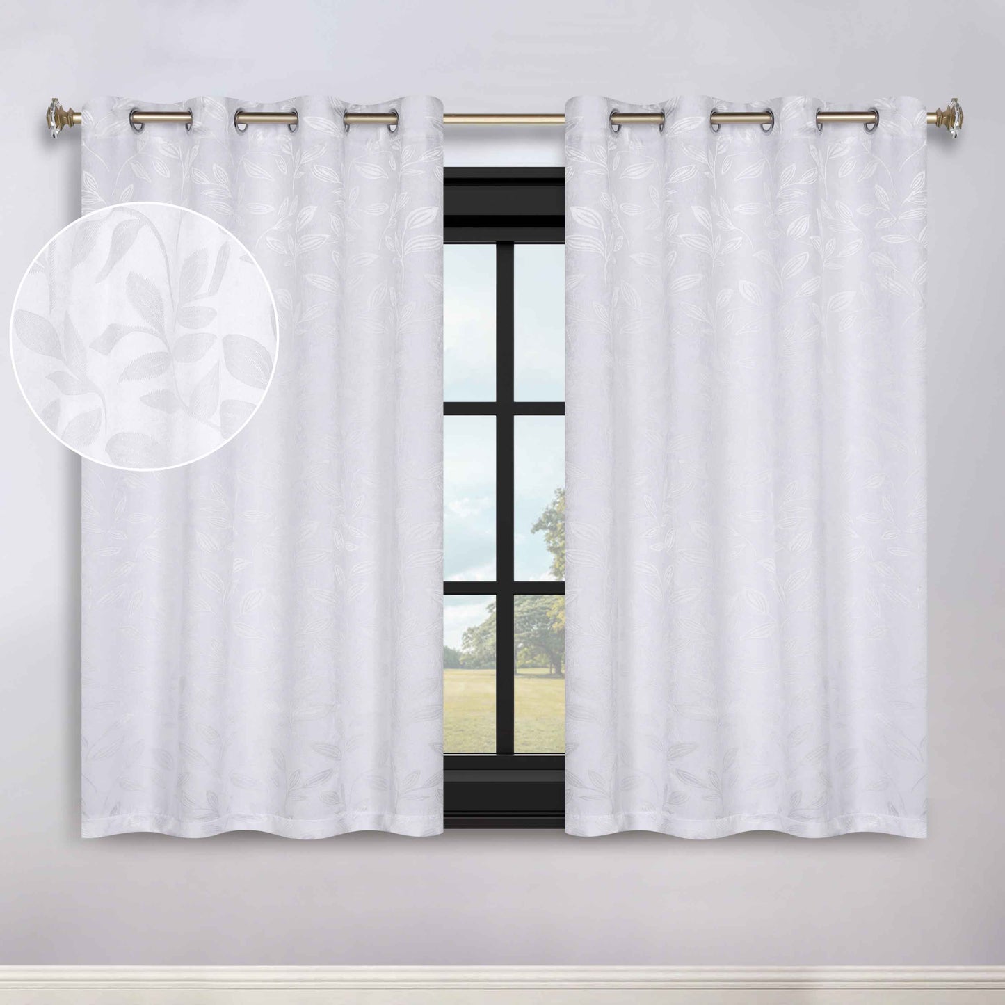 Leaves Room Darkening Grommet Blackout Curtain Panels. Set of 2