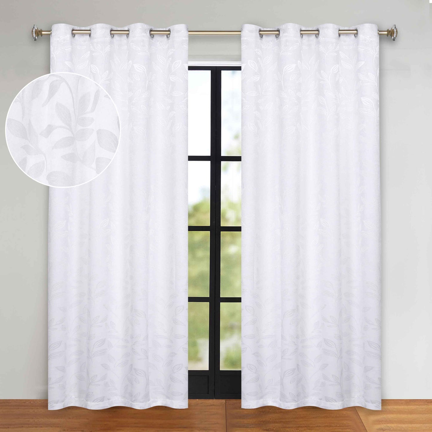 Leaves Room Darkening Grommet Blackout Curtain Panels. Set of 2