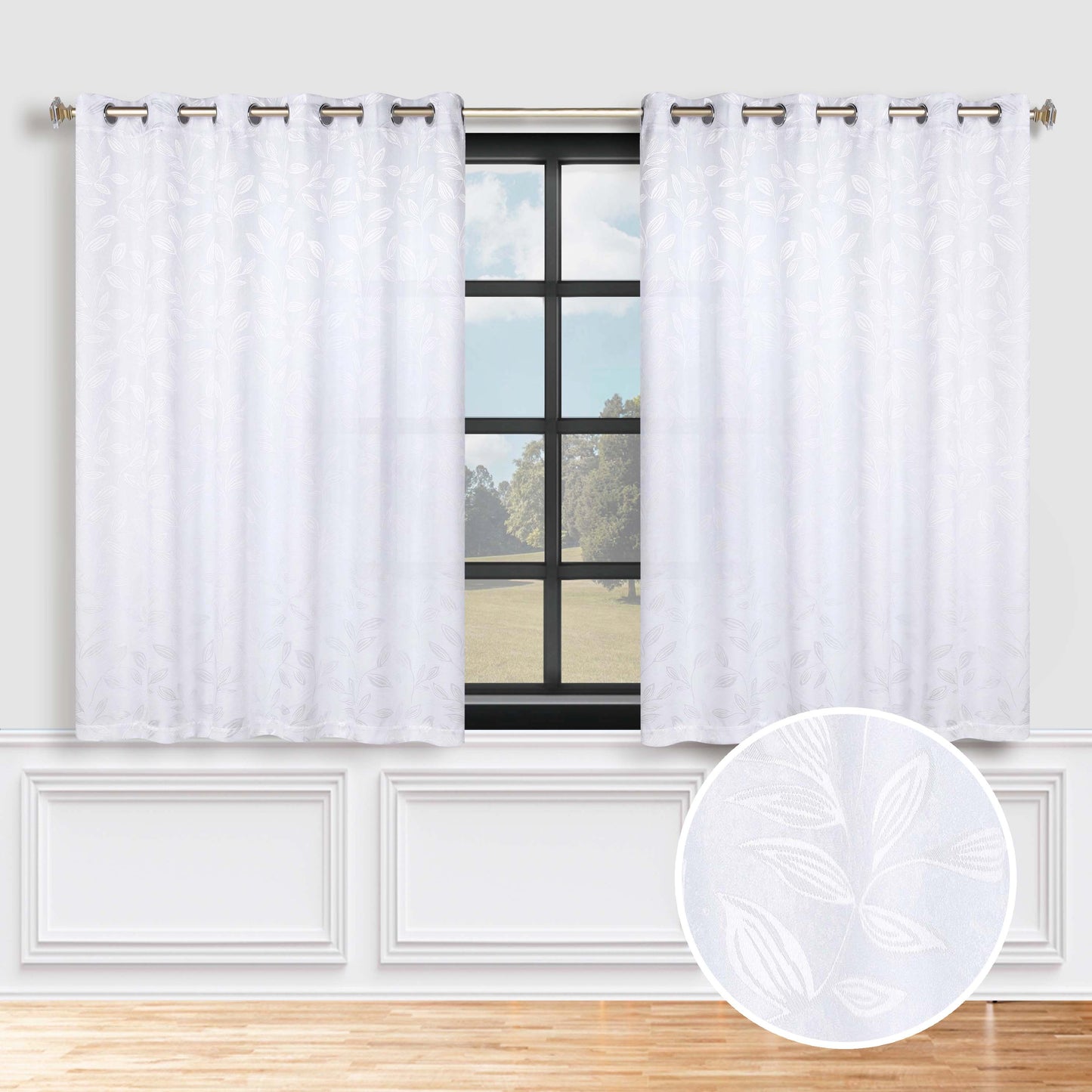 Leaves Room Darkening Grommet Blackout Curtain Panels. Set of 2
