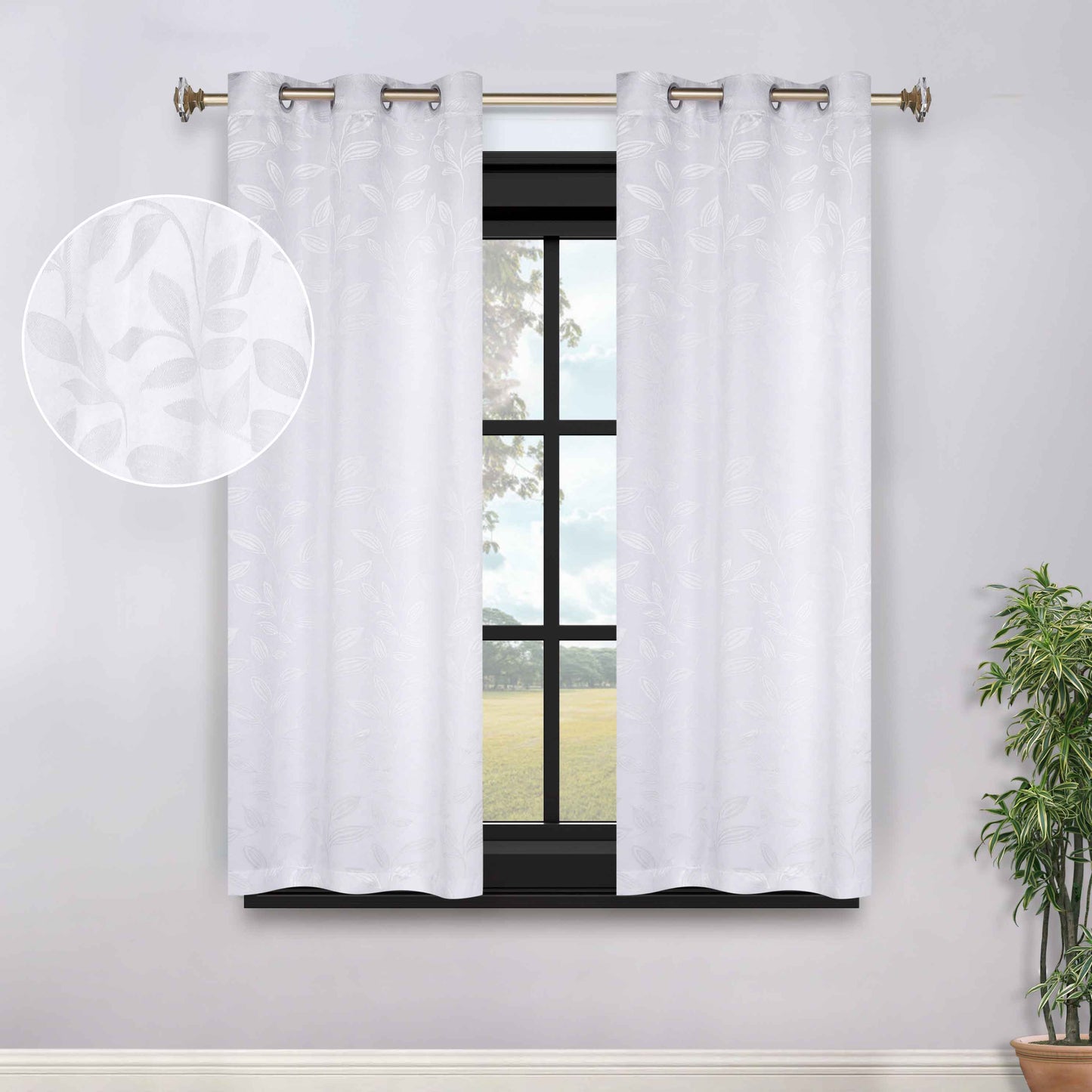 Leaves Room Darkening Grommet Blackout Curtain Panels. Set of 2