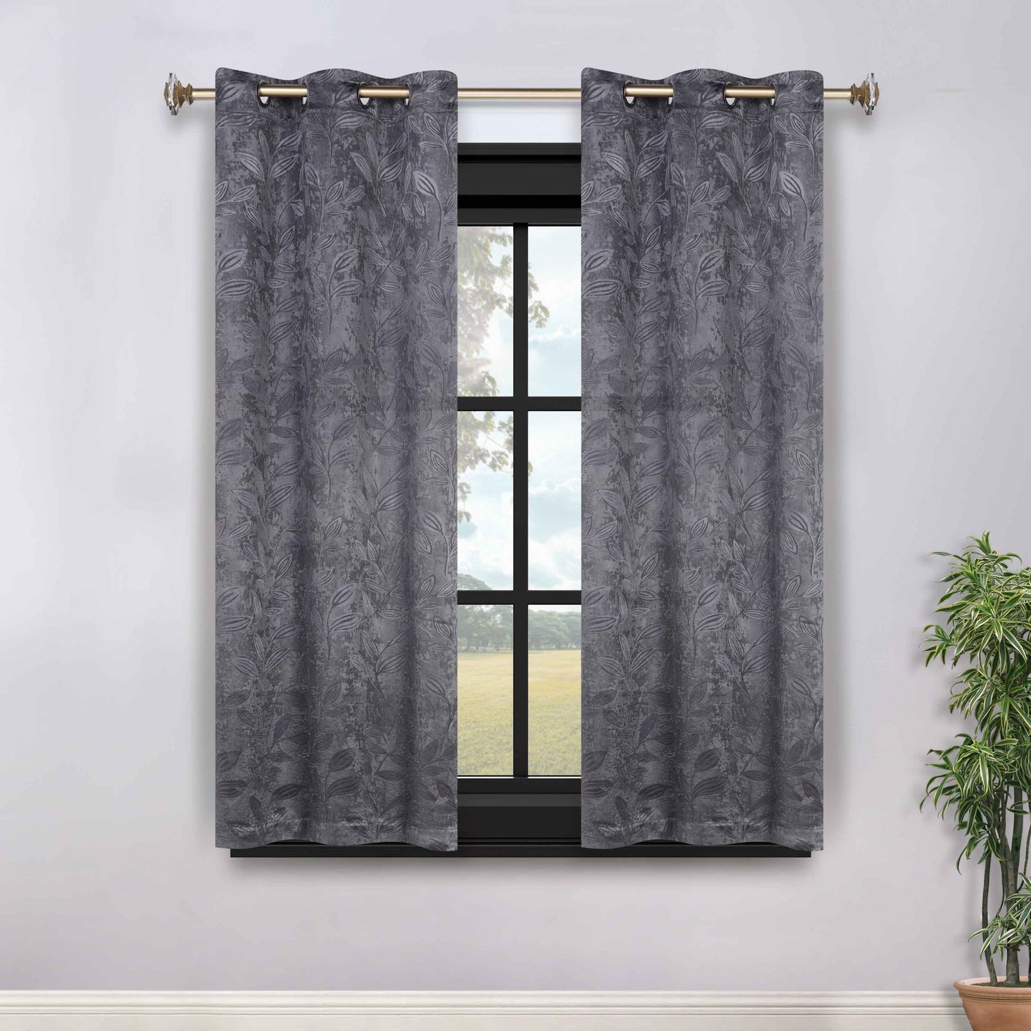 Leaves Room Darkening Grommet Blackout Curtain Panels. Set of 2