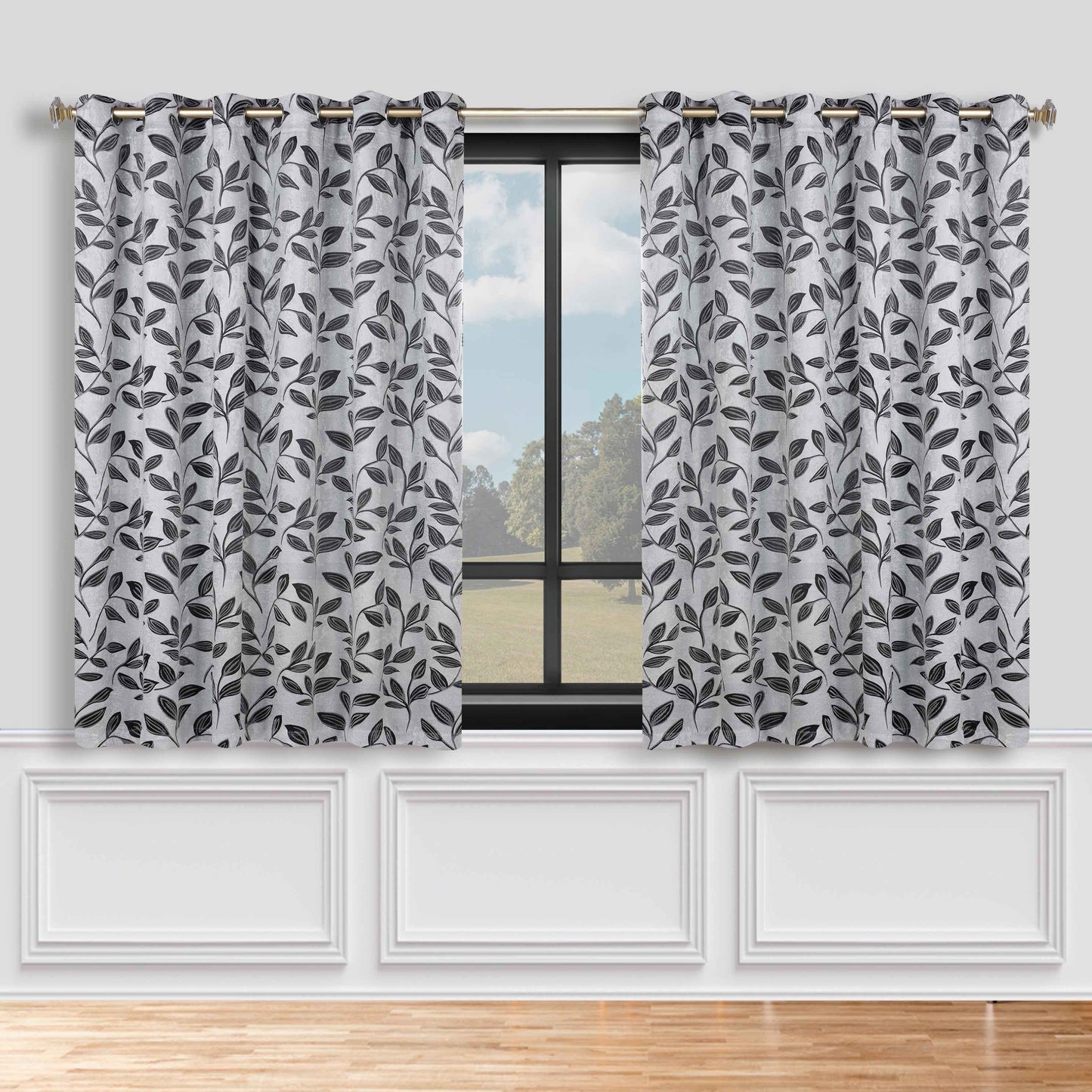 Leaves Room Darkening Grommet Blackout Curtain Panels. Set of 2
