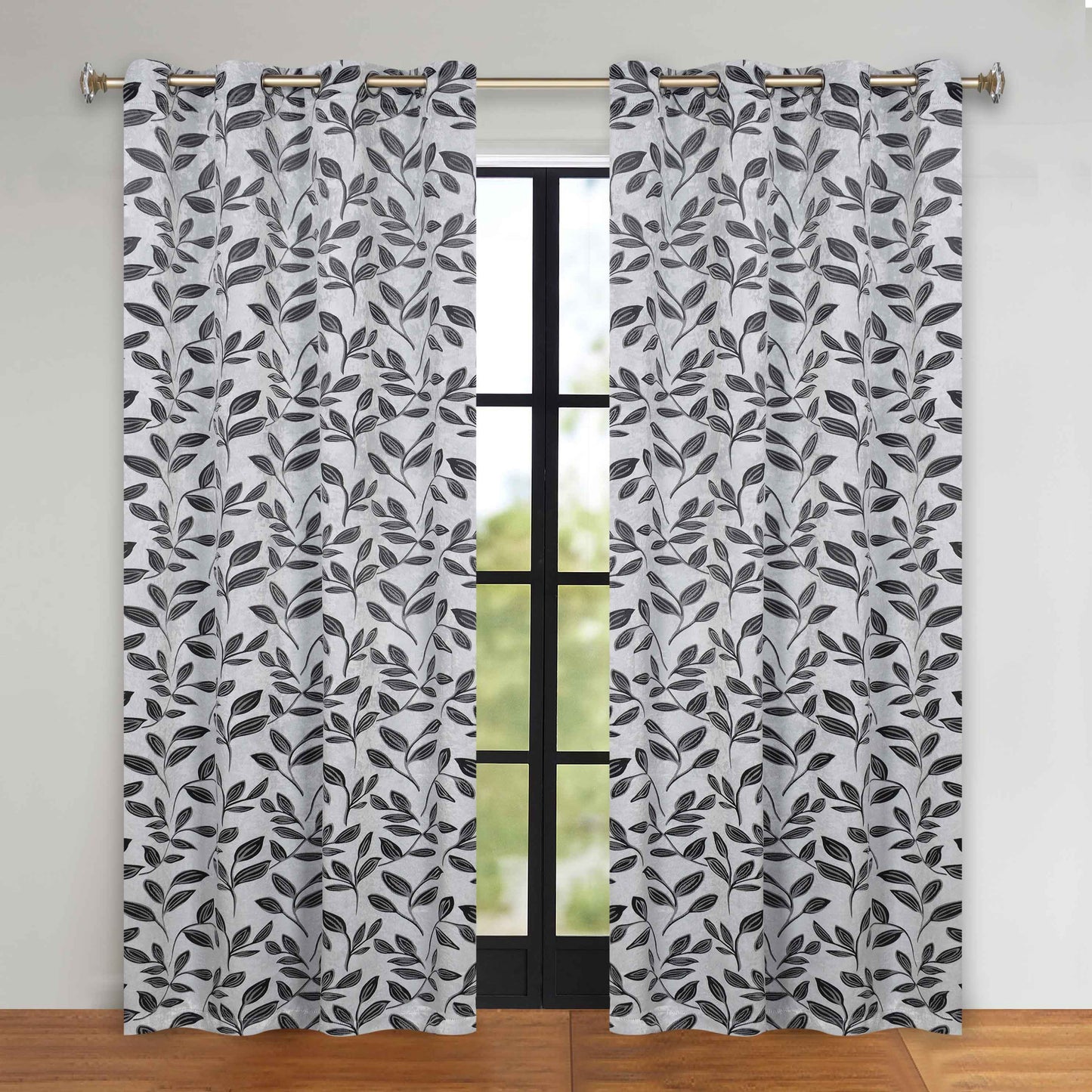 Leaves Room Darkening Grommet Blackout Curtain Panels. Set of 2