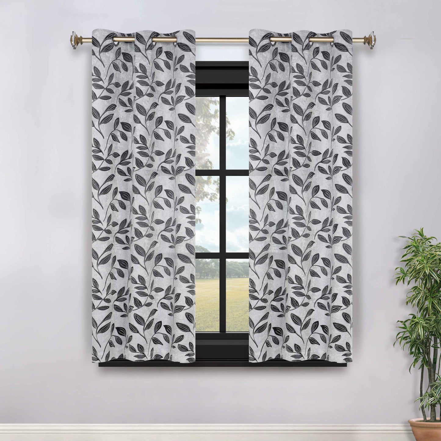Leaves Room Darkening Grommet Blackout Curtain Panels. Set of 2