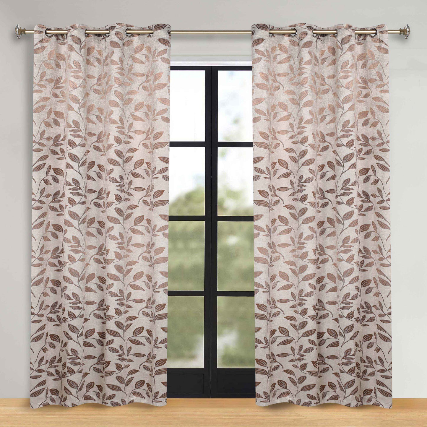 Leaves Room Darkening Washable Blackout Curtain Panels. Set of 2