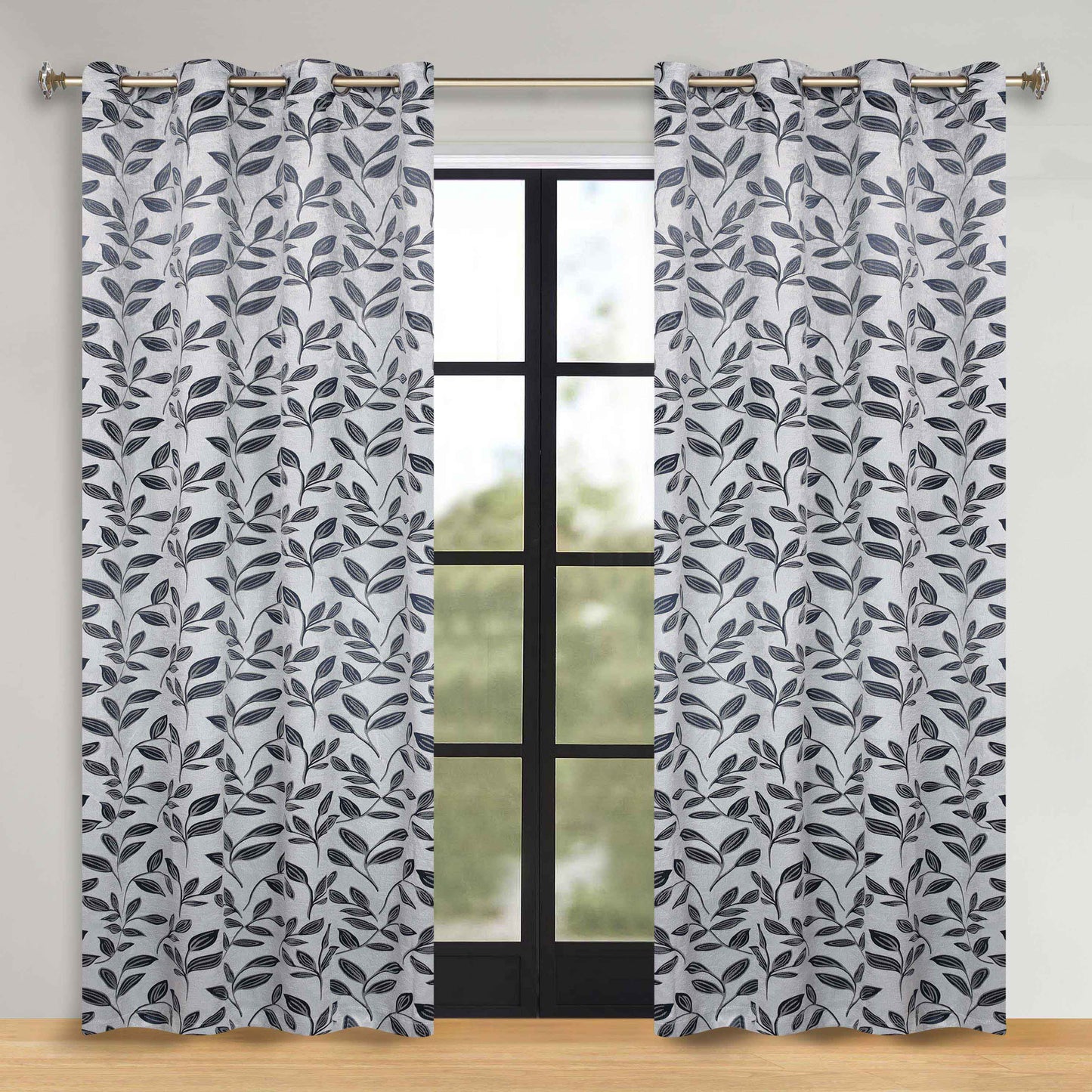 Leaves Room Darkening Washable Blackout Curtain Panels. Set of 2