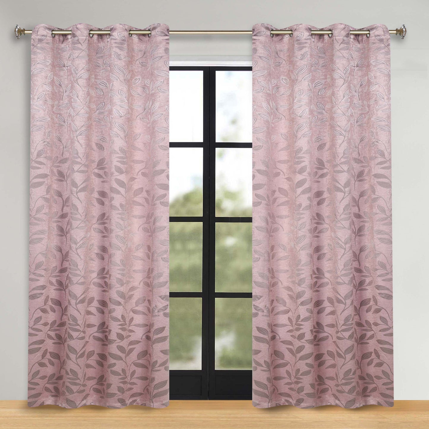 Leaves Room Darkening Washable Blackout Curtain Panels. Set of 2