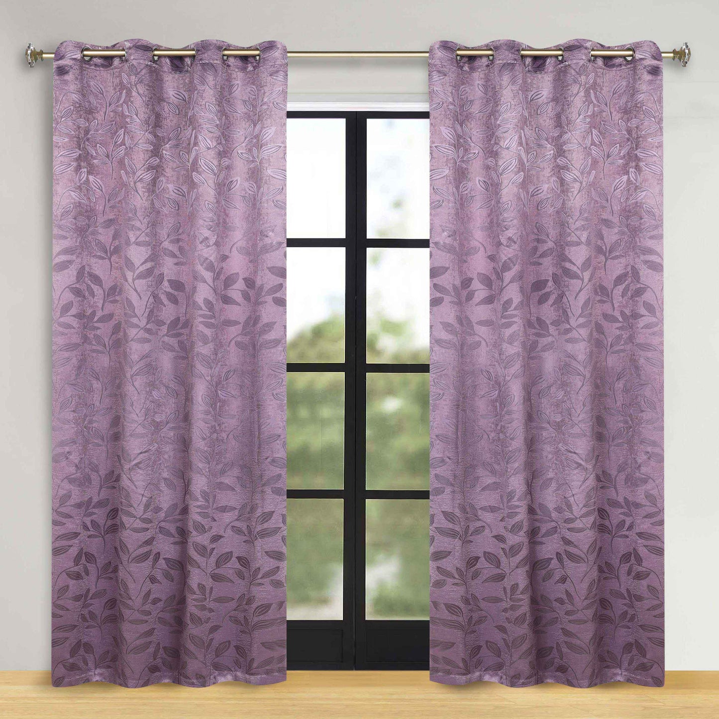 Leaves Room Darkening Washable Blackout Curtain Panels. Set of 2