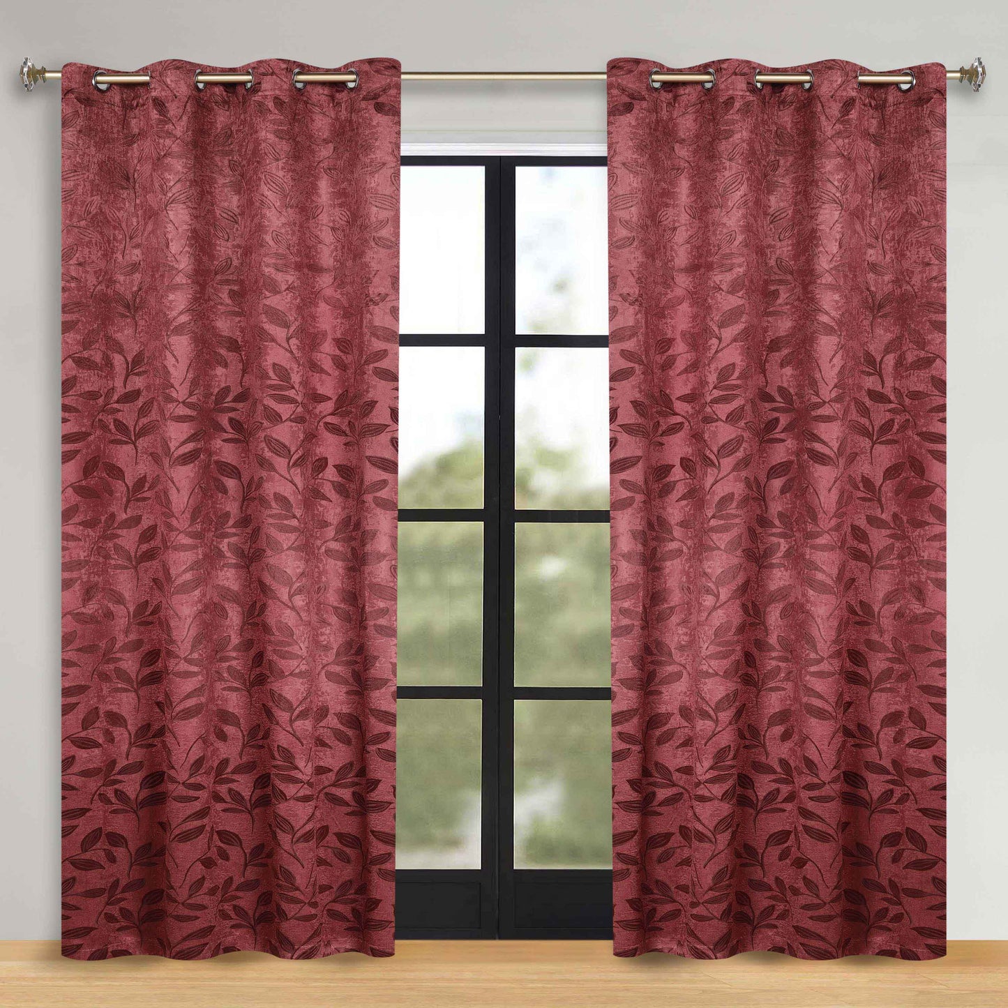 Leaves Room Darkening Washable Blackout Curtain Panels. Set of 2