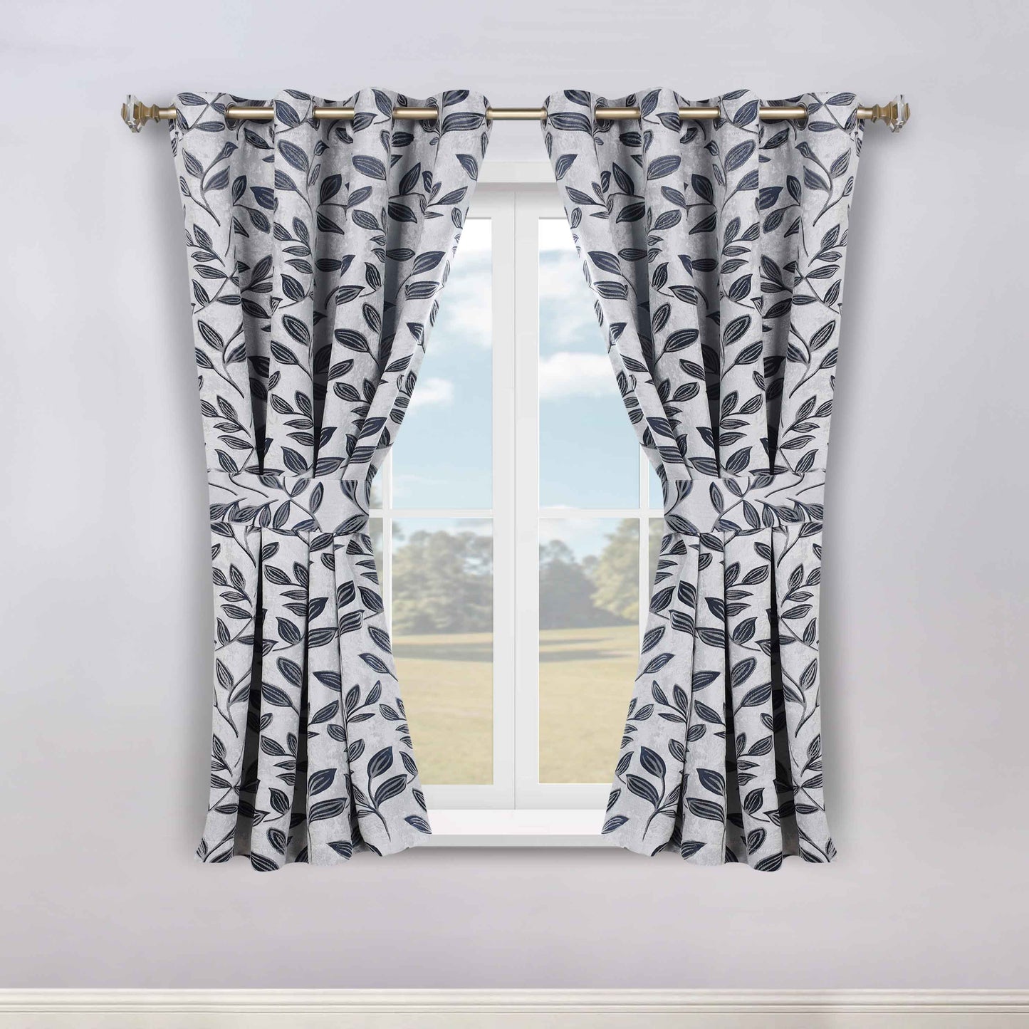 Leaves Room Darkening Washable Blackout Curtain Panels. Set of 2