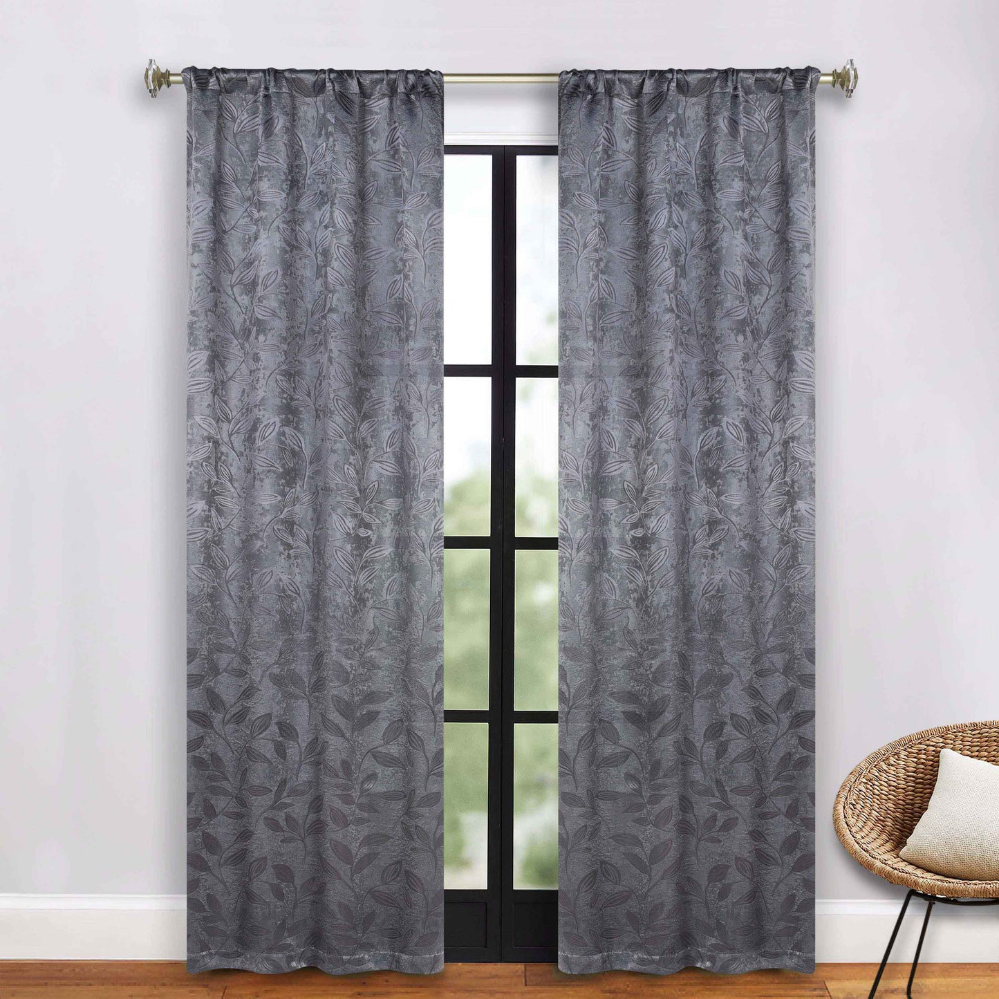 Leaves Washable Room Darkening Blackout Curtain Panels. Set of 2