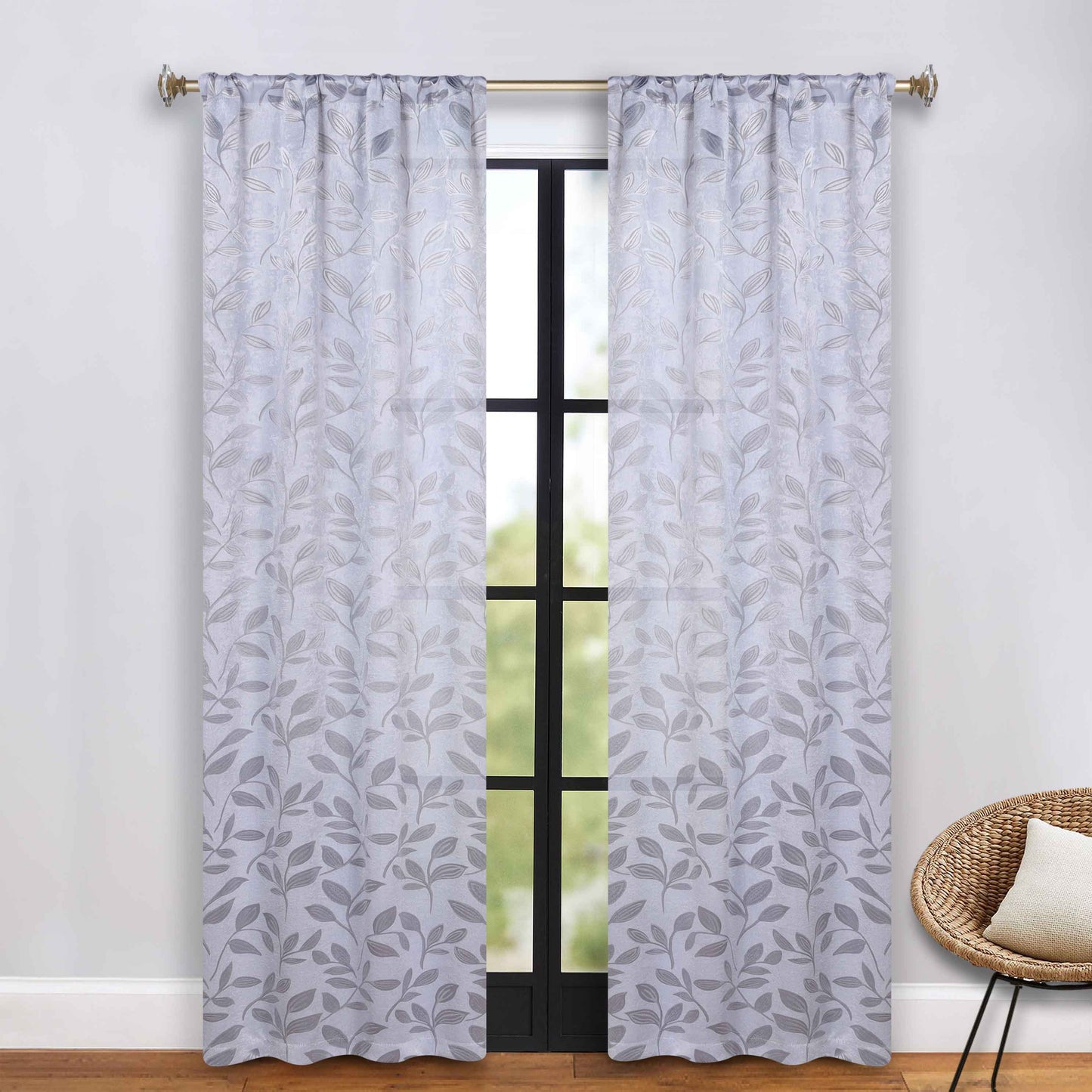 Leaves Washable Room Darkening Blackout Curtain Panels. Set of 2