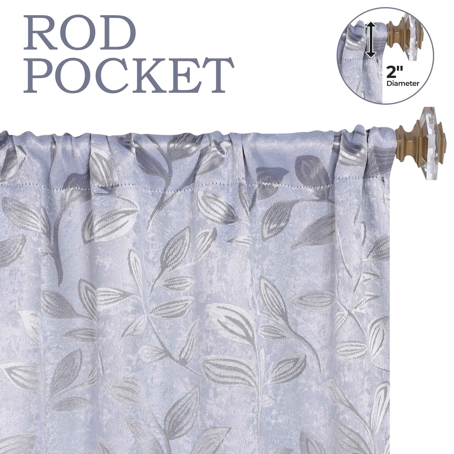 Leaves Washable Room Darkening Blackout Curtain Panels. Set of 2