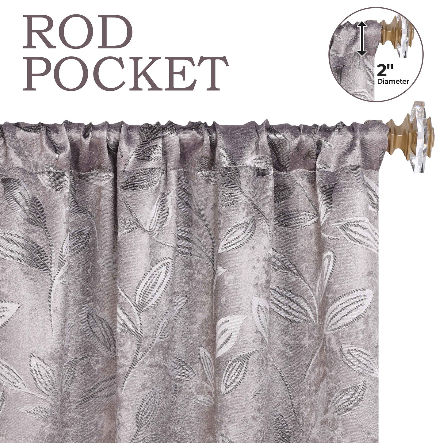 Leaves Washable Room Darkening Blackout Curtain Panels. Set of 2