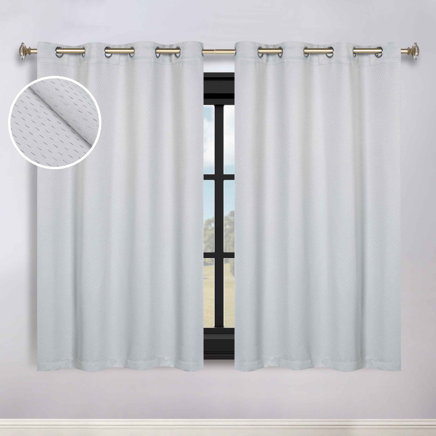 Modern Shimmer Washable Room Darkening Blackout Curtains. Set of 2