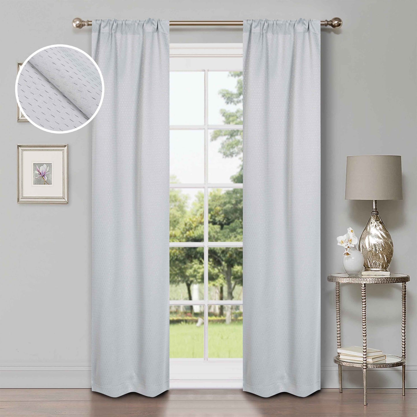 Modern Shimmer Washable Room Darkening Blackout Curtains. Set of 2